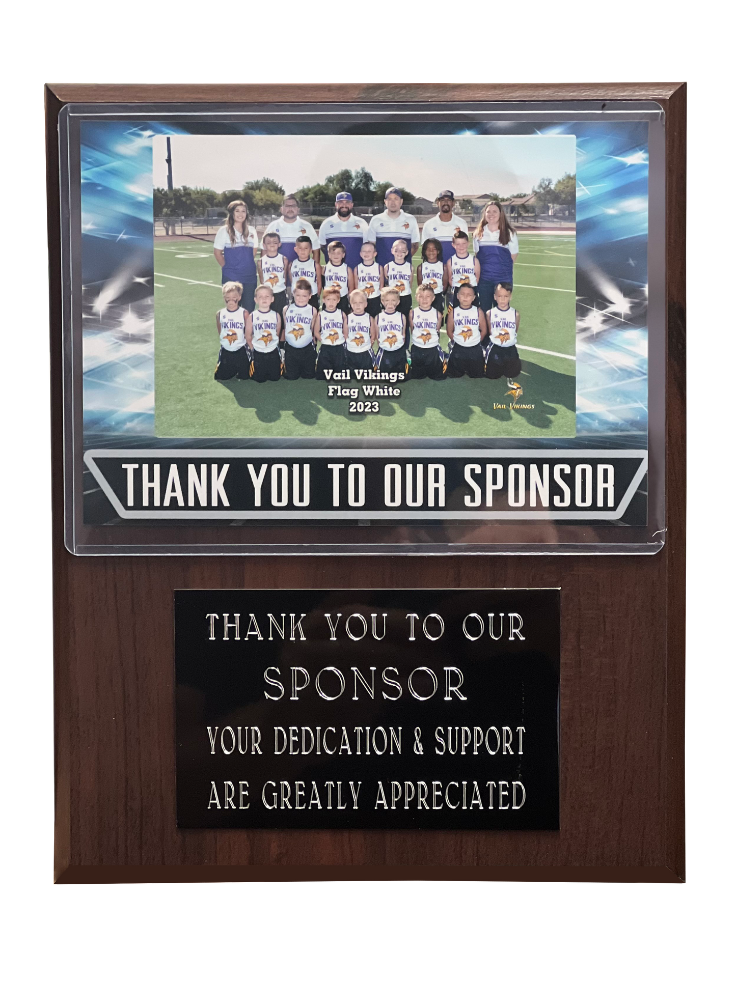 Deluxe 8x10 Sponsor Plaque with Slip in Photo Pocket - Case of 20